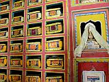 21 Buddhist Scripture Books And Amitayus Statue Inside Tashi Lhakhang Gompa In Phu